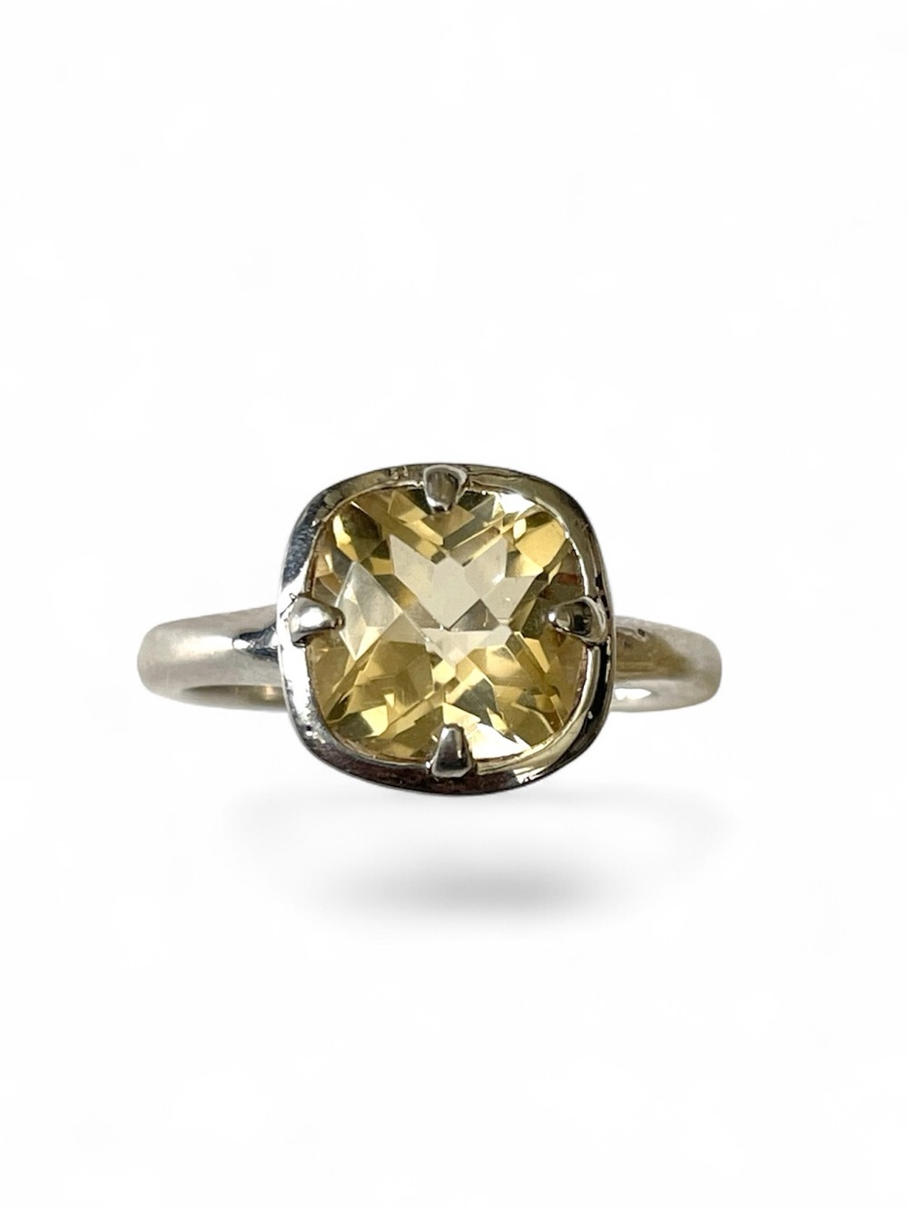 925 Sterling Silver Ring with Natural Faceted Golden Topaz Gemstone (US 9)